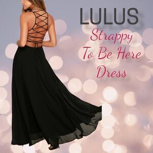 NWT LULUS Strappy to be Here Black Maxi Dress M